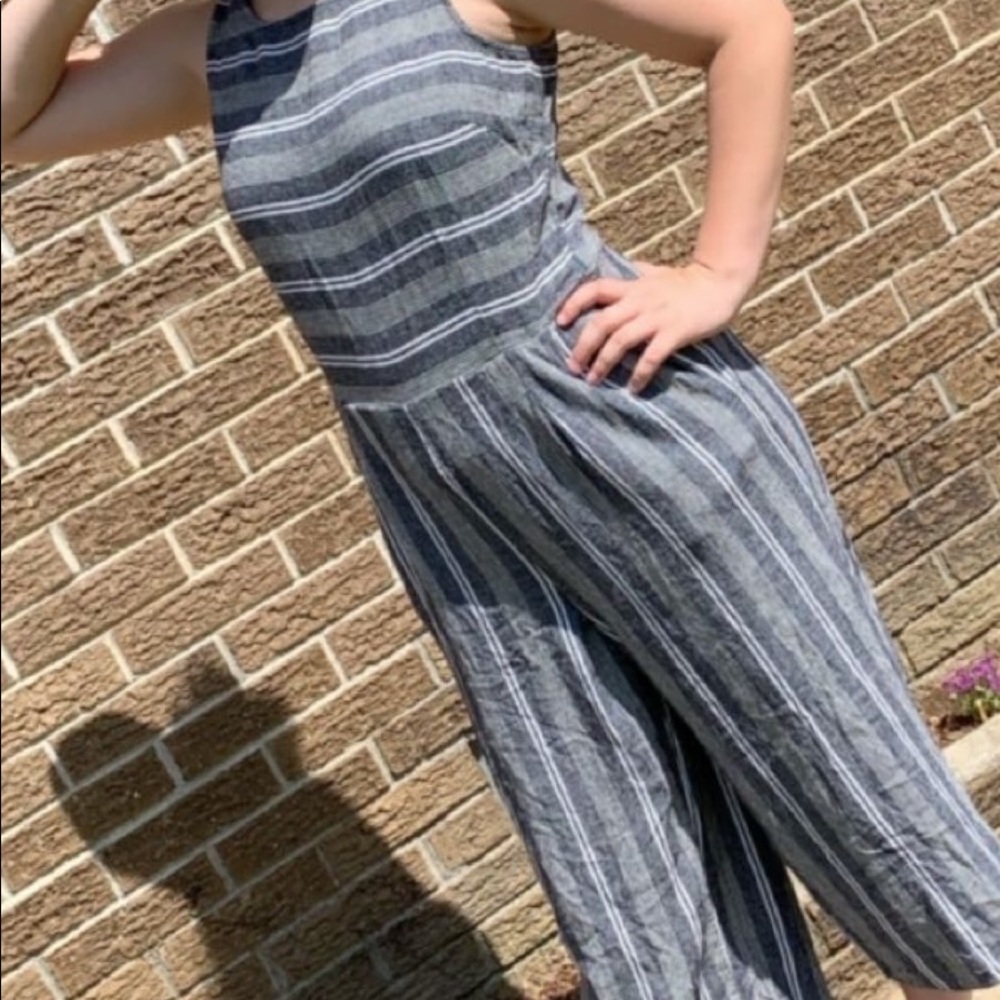 Grey striped jumpsuit